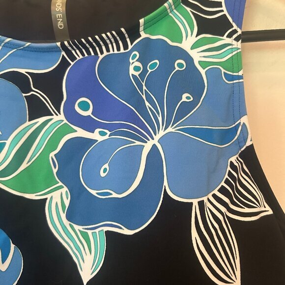 Lands' End Cascading Deco Floral High Neck Tankini Top sz 10 - Picture 4 of 11